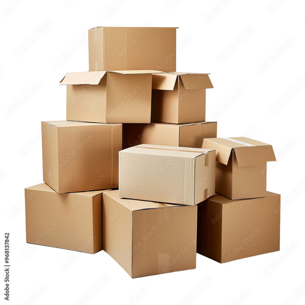 Boxes Stack for Delivery on Transparent Background - Ai Generated Boxes Stack for Delivery on Transparent Background - Ai Generated