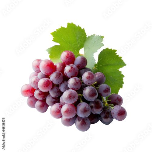 Fresh Red Grapes with Green Leaves