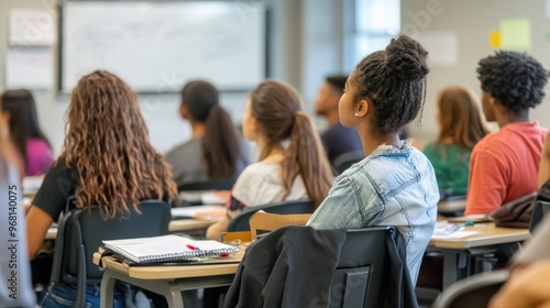 Students Attentively Listen to a Lecture in a Classroom Setting