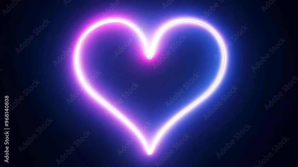 Neon Heart-Shaped Light Glowing in Purple, Blue and Pink with Dark Background - Romantic, Love, Valentine's Day Concept Neon Heart-Shaped Light Glowing in Purple, Blue and Pink with Dark Background - Romantic, Love, Valentine's Day Concept