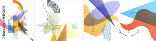 Art composition of flat colorful vector shapes. Abstract transparency geometrical background. Cover design template for presentation, corporate cover document, banner, flyer, poster, brochure.