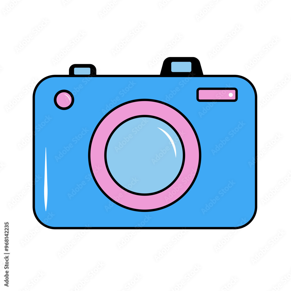 Desenho ilustração de camêra fotográfica azul foto ícone Desenho ilustração de camêra fotográfica azul foto ícone