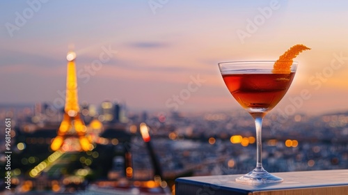 Cocktail with Eiffel Tower in Background