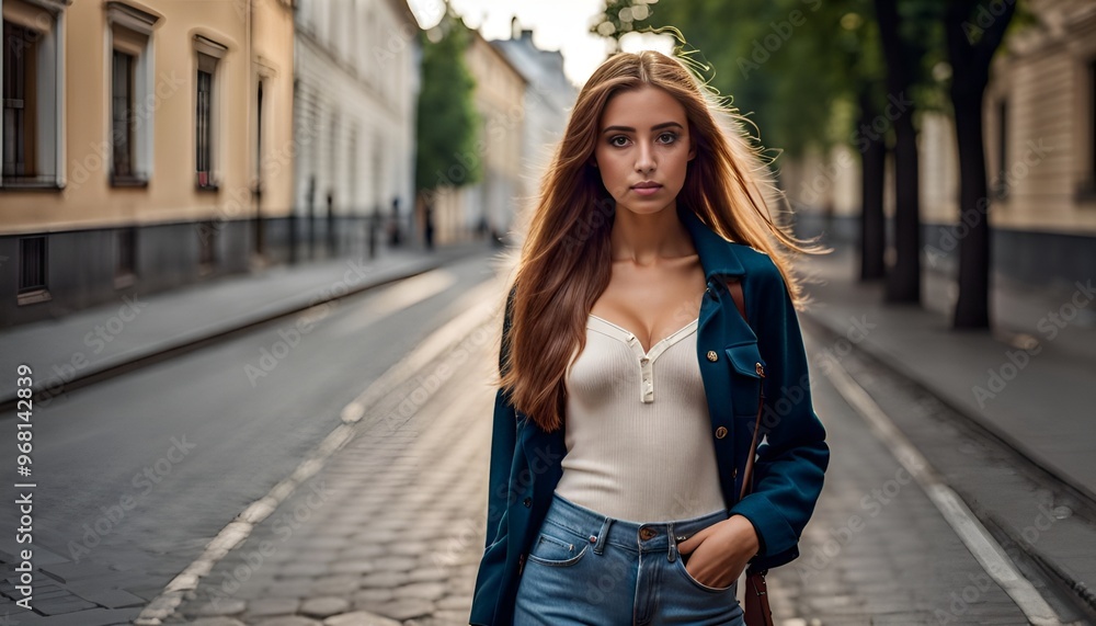 Fototapeta premium woman walking on the street