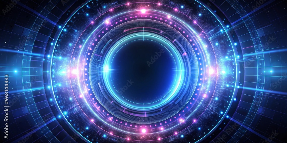 Digital Abstract with Blue and Pink Circular Glowing Lights, digital art, abstract, neon Digital Abstract with Blue and Pink Circular Glowing Lights, digital art, abstract, neon