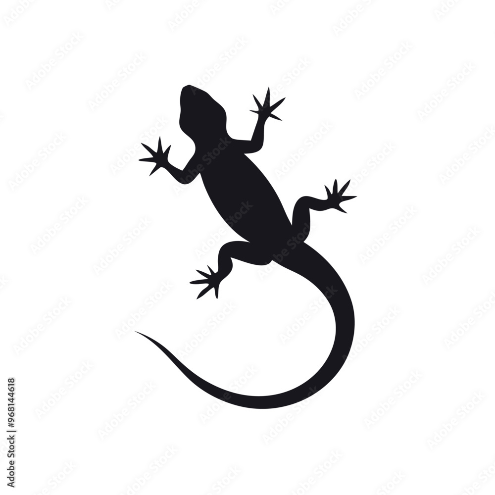 Fototapeta premium Lizard Silhouette Clipart , white background,