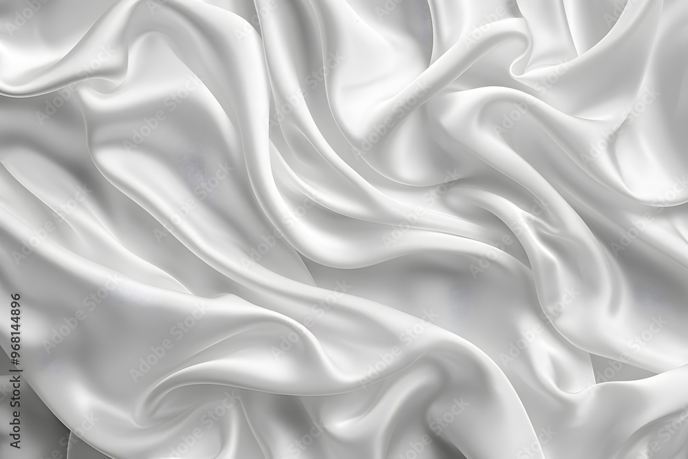 Elegant White Satin Fabric with Soft Drapes and Textures Elegant White Satin Fabric with Soft Drapes and Textures