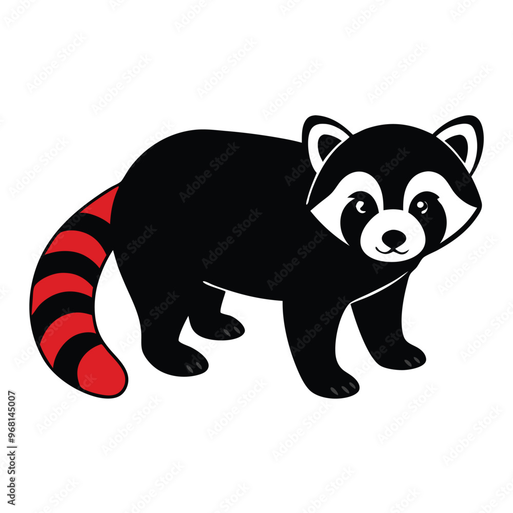 Fototapeta premium a red and black panda silhouette vector illustration, vector silhouette, 