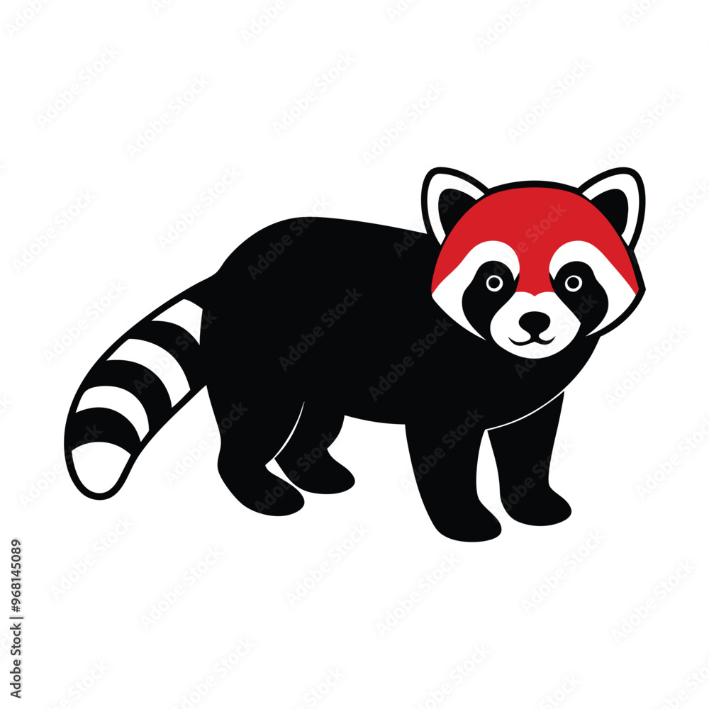 Naklejka premium a red and black panda silhouette vector illustration, vector silhouette, 