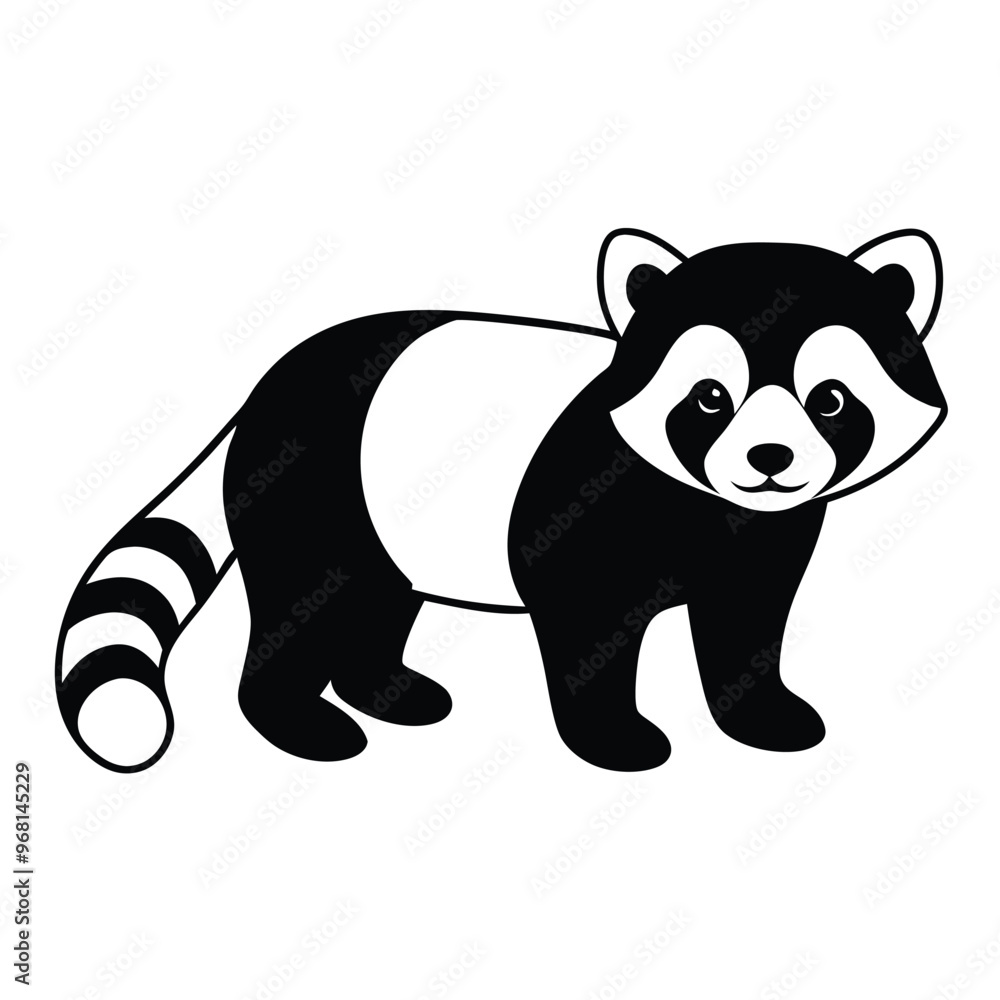 Fototapeta premium a red and black panda silhouette vector illustration, vector silhouette, 