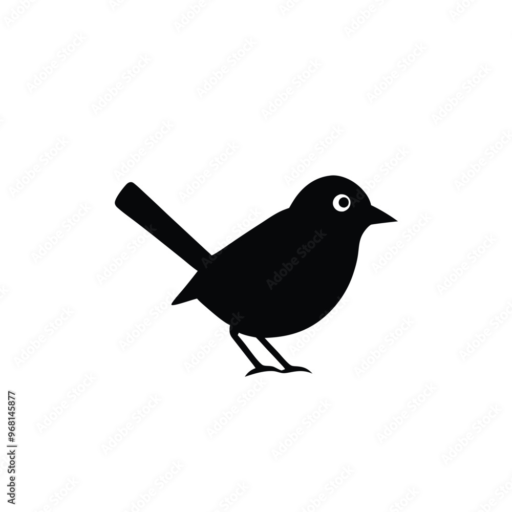 Fototapeta premium a Small sparrow silhouette vector illustration, vector silhouette, isolated white background,