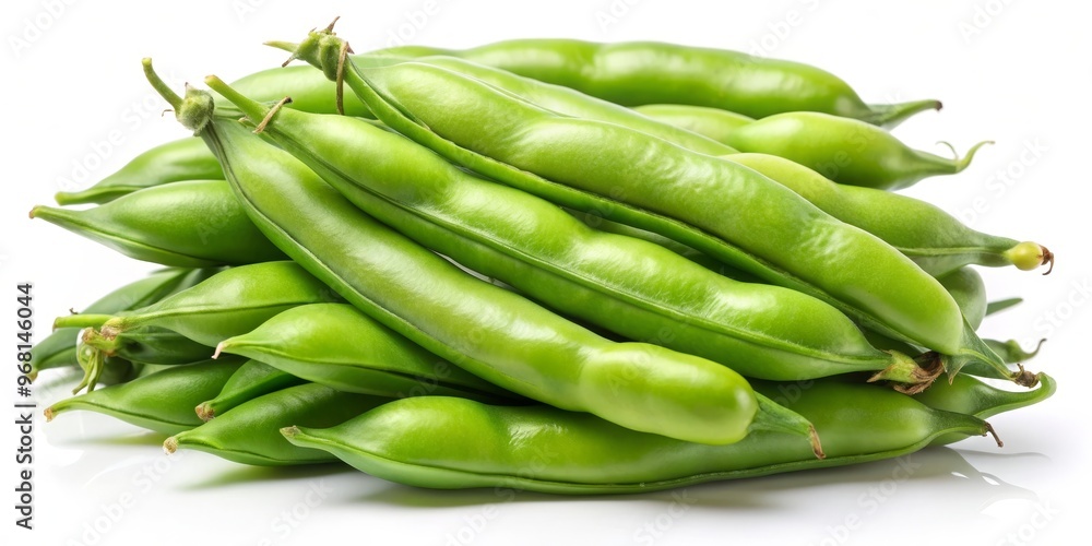 Fresh Green Fava Beans on White Background, Still Life, Food, Vegetable, Fava Beans Fresh Green Fava Beans on White Background, Still Life, Food, Vegetable, Fava Beans
