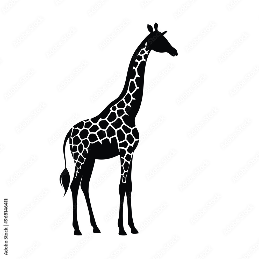 Obraz premium animal silhouette, giraffe, vector silhouette, isolated white background, 