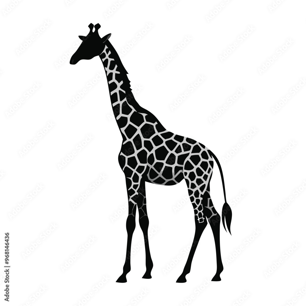 Fototapeta premium animal silhouette, giraffe, vector silhouette, isolated white background, 