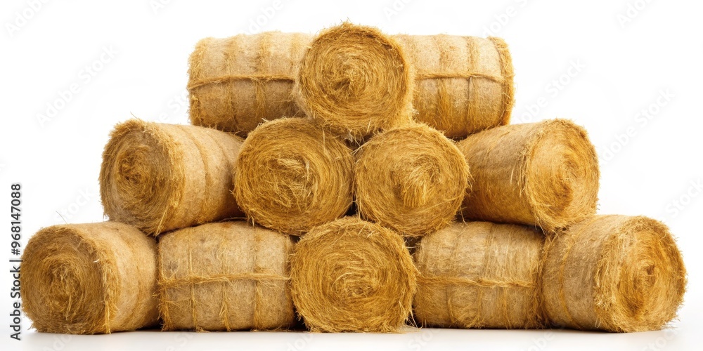 Golden Hay Bale Pyramid - A Close-up of Bales in a Triangular Formation , Hay Bale , Rural , Agriculture Golden Hay Bale Pyramid - A Close-up of Bales in a Triangular Formation , Hay Bale , Rural , Agriculture