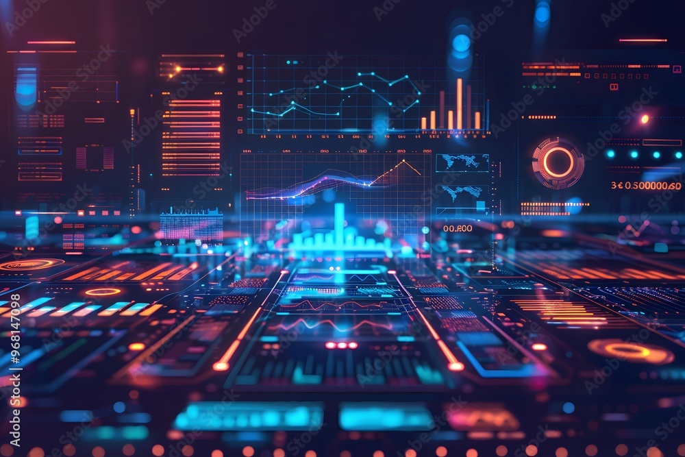 custom made wallpaper toronto digitalFuturistic Data Visualization Interface with Dynamic Graphs and Charts