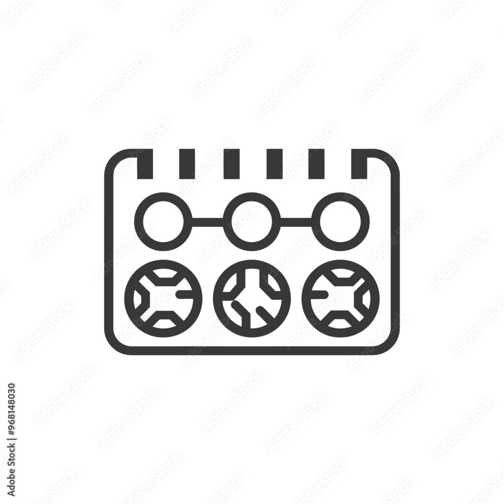 Line Drawing of a Stovetop with Three Burners Line Drawing of a Stovetop with Three Burners