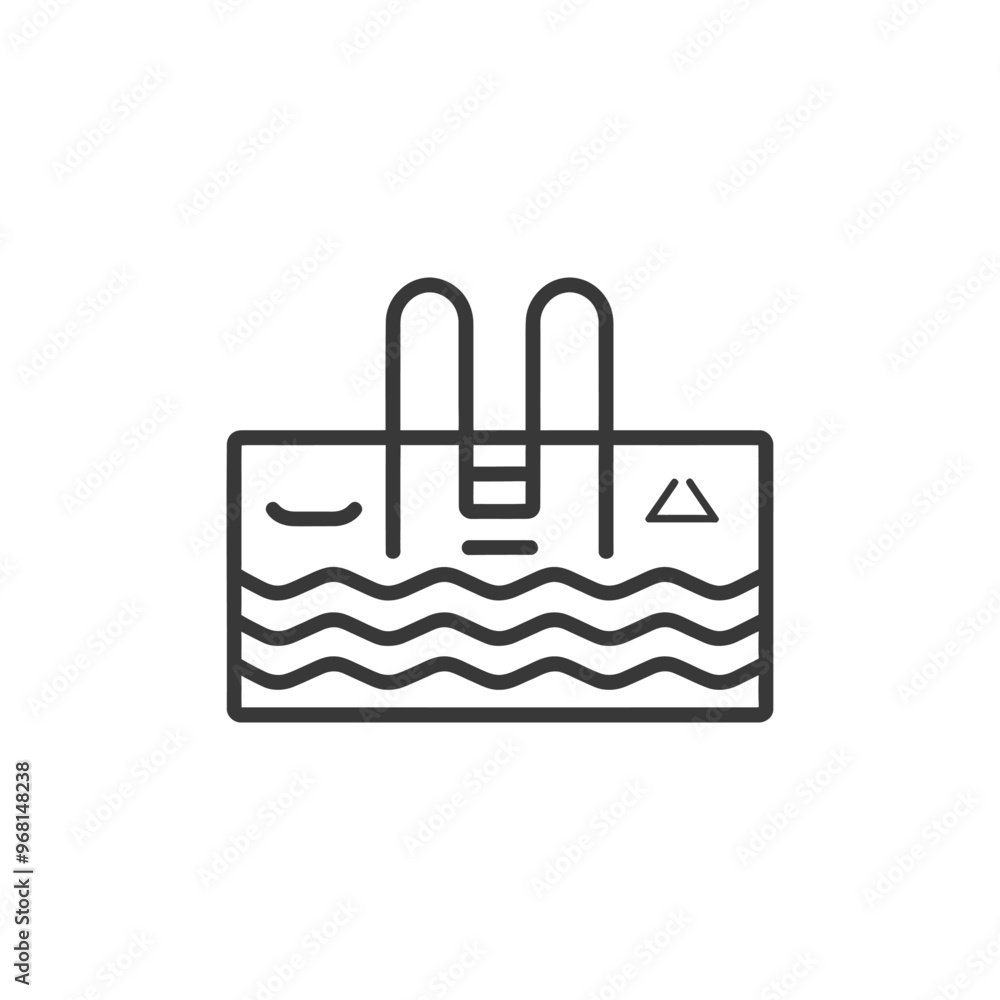 Line Drawing of a Swimming Pool with Ladder and Warning Sign Line Drawing of a Swimming Pool with Ladder and Warning Sign