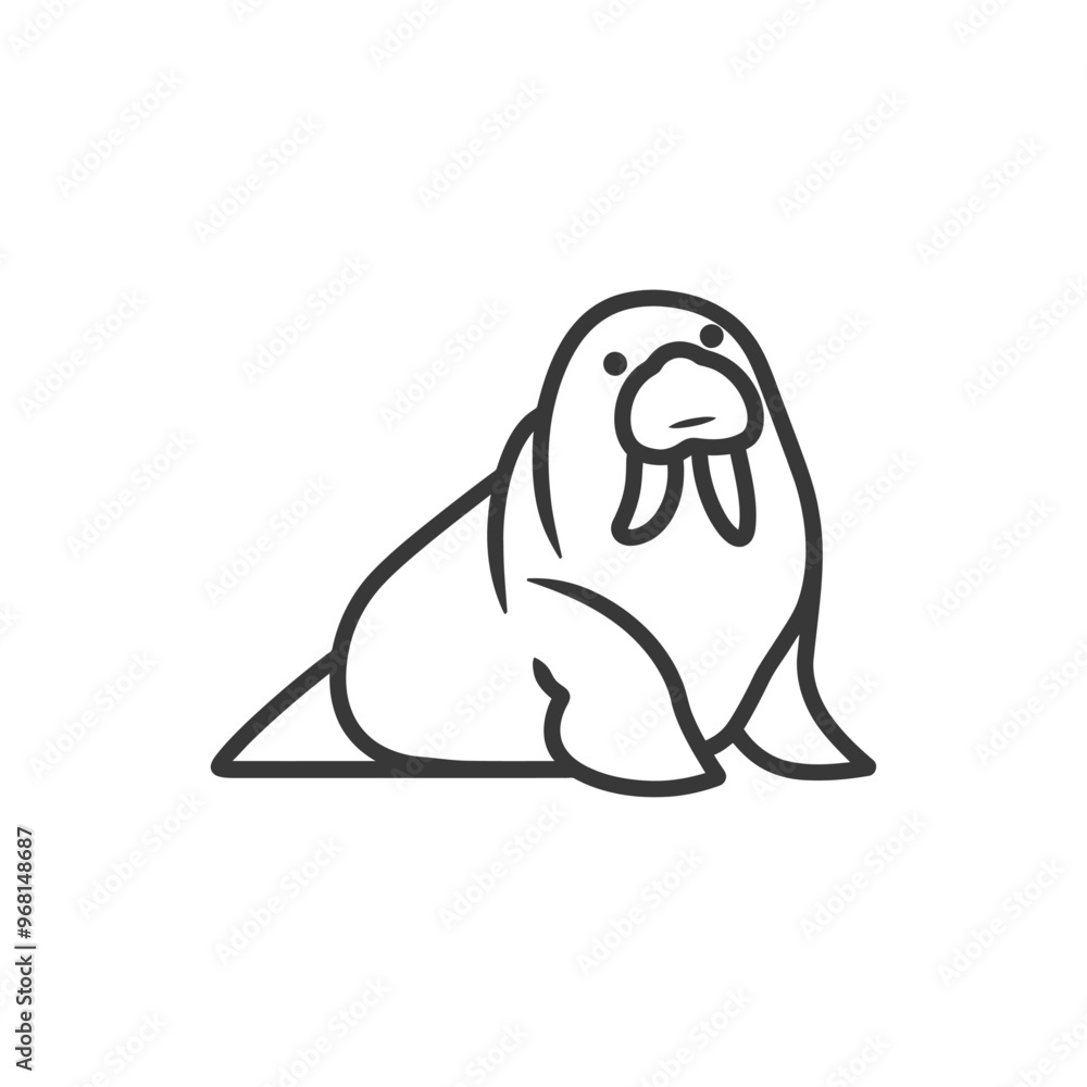 Line Drawing of a Walrus with Large Tusk Line Drawing of a Walrus with Large Tusk
