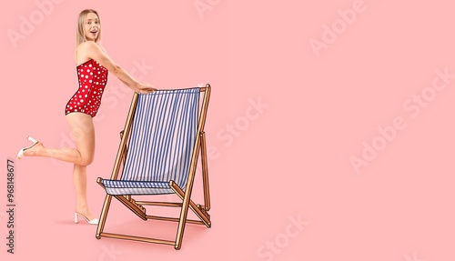 Young woman in swimsuit and...