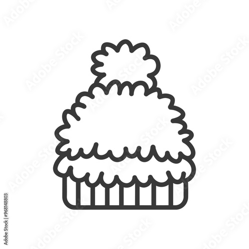 Line Drawing of a Winter Hat with a Pom Pom