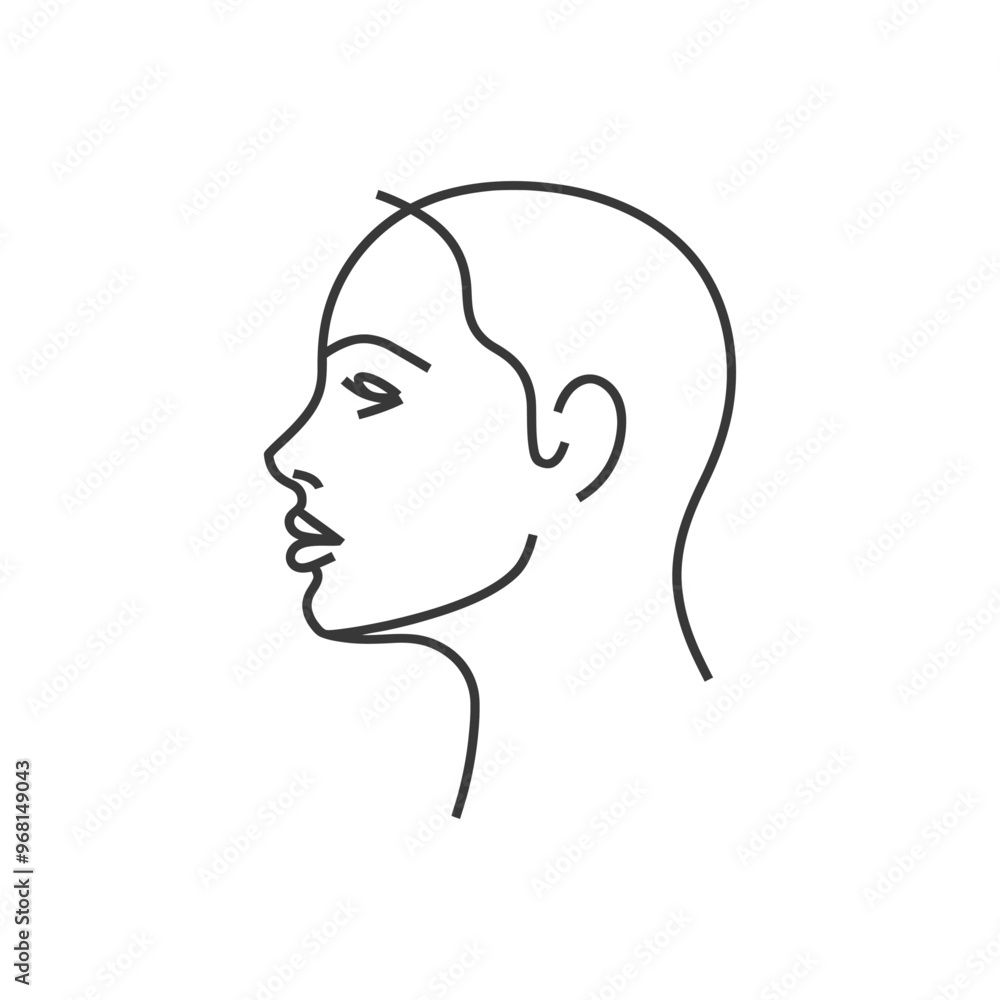 Line Drawing of a Womans Profile Line Drawing of a Womans Profile