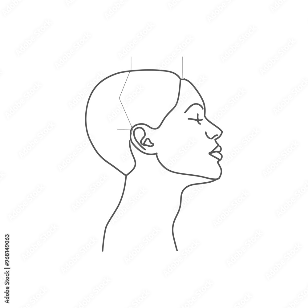 Line Drawing of a Womans Profile with Closed Eyes Line Drawing of a Womans Profile with Closed Eyes
