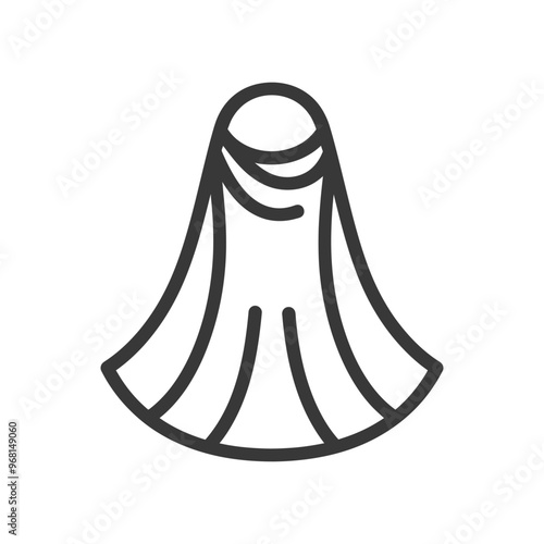 Line drawing of a womans niqab head covering