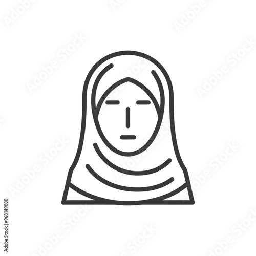 Line drawing of a woman wearing a headscarf