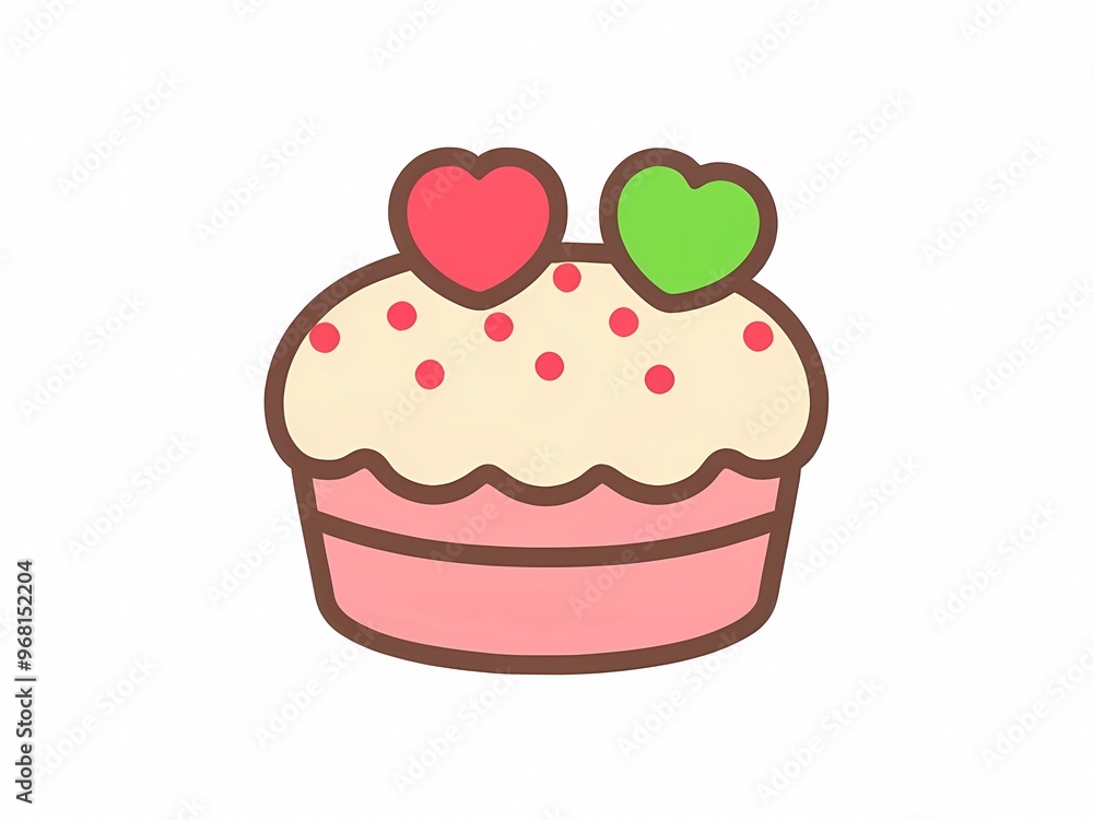 cake illustration with hearts decoration isolated on white cake illustration with hearts decoration isolated on white