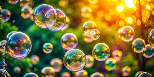 Wallpaper Mural Sunlight Reflecting Through a Multitude of Bubbles, Blurred Bokeh, Nature, Colors , Bubble Photography , Summer Torontodigital.ca