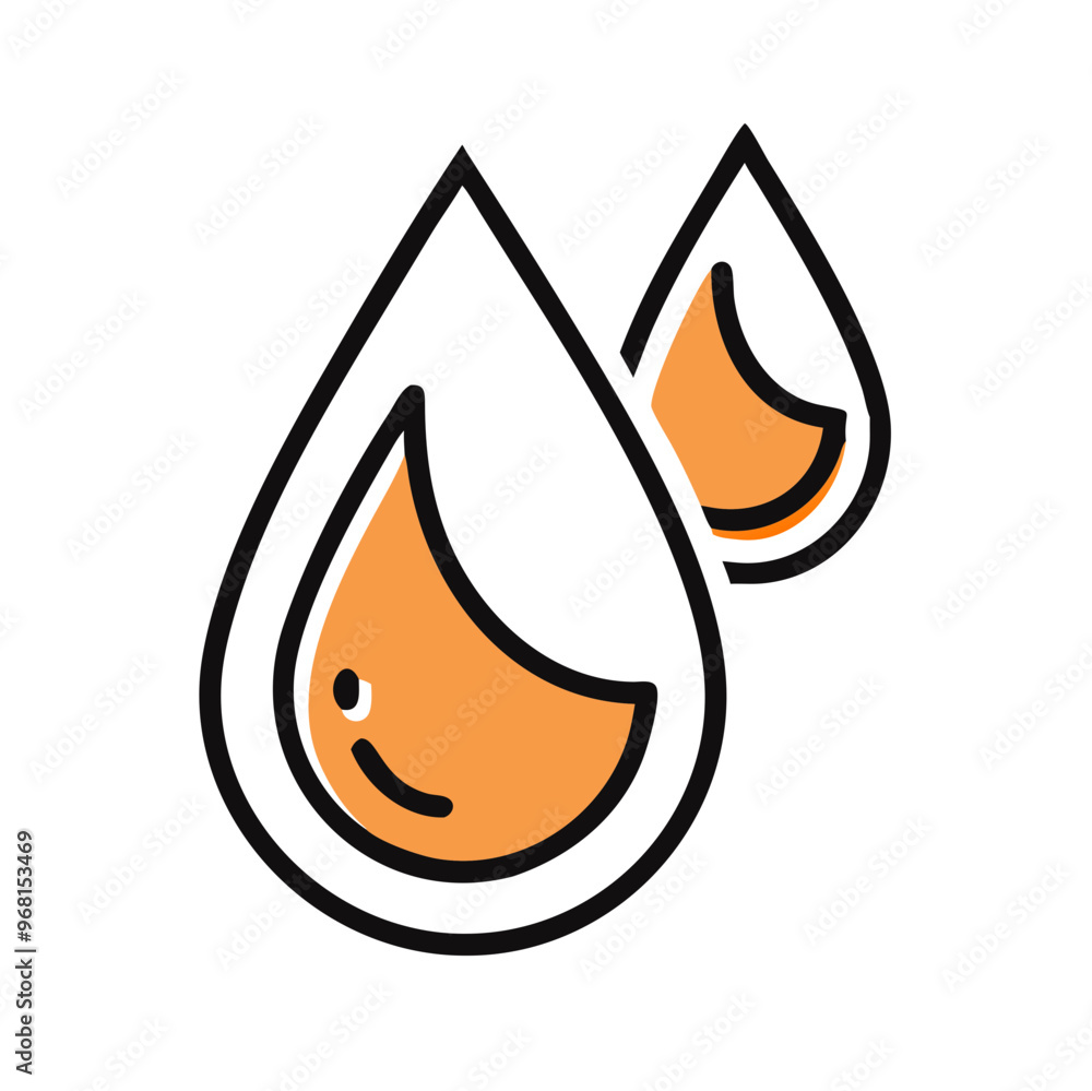 Orange and white water droplet icon indicating liquid
