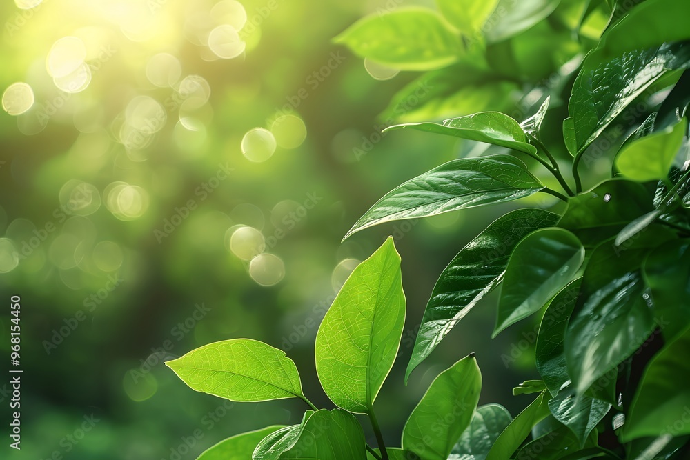 Lush Green Leaves Glowing in Soft Natural Light Lush Green Leaves Glowing in Soft Natural Light