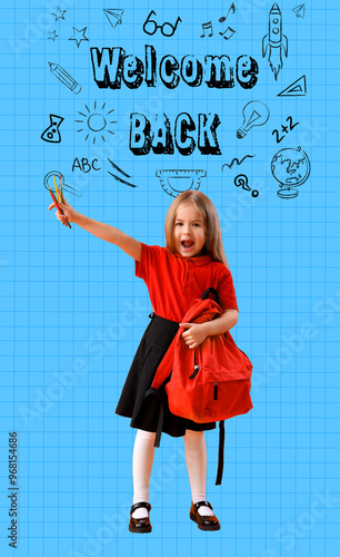 Cute little schoolgirl with...