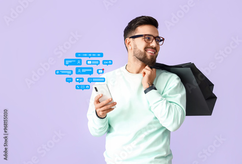 Handsome man with mobile ph...