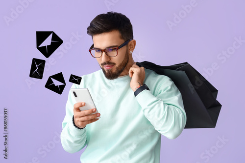 Handsome man with mobile ph...