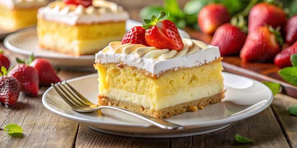 Strawberry Cheesecake Slice on White Plate, Dessert, Cake, Cheesecake Strawberry Cheesecake Slice on White Plate, Dessert, Cake, Cheesecake