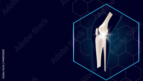 Vector illustration of Protecting bones and knee joints or treatment of medical services on dark blue background.
