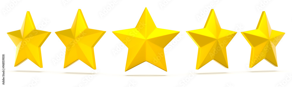 Fototapeta premium Five Golden Stars Isolated 3d rendering
