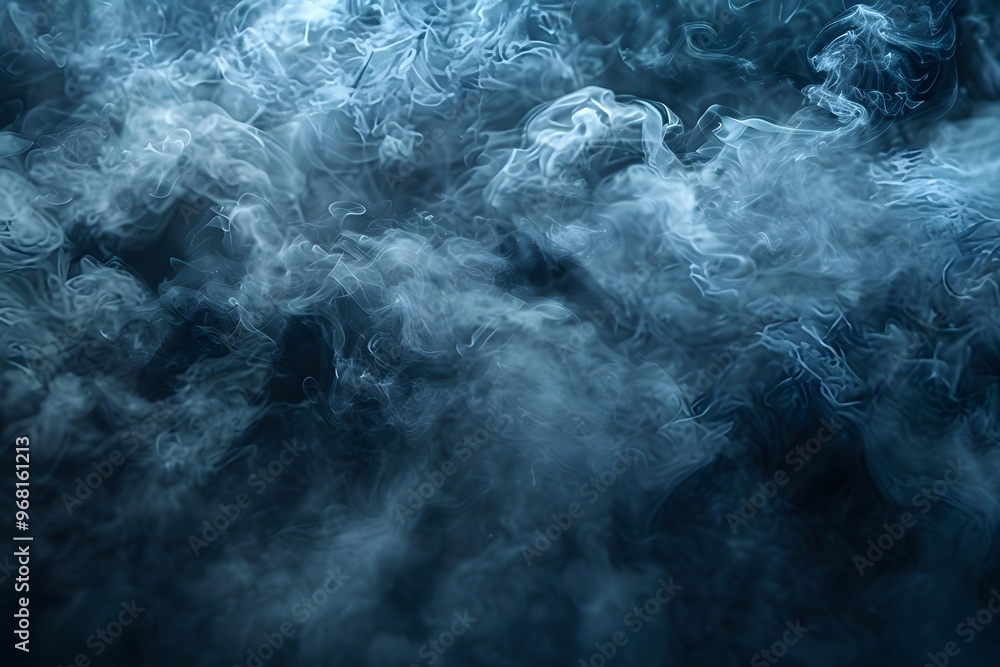 Ethereal Swirls of Blue Smoke in a Mystical Atmosphere Ethereal Swirls of Blue Smoke in a Mystical Atmosphere