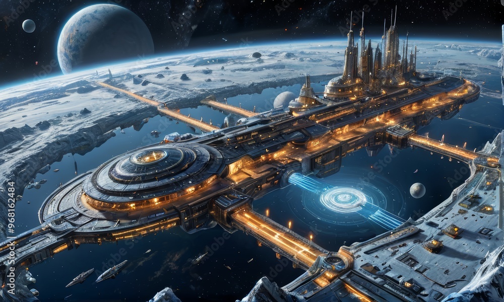 Futuristic Sci-Fi Space City Landscape Futuristic Sci-Fi Space City Landscape