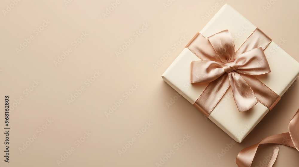 Beige gift box with ribbon on a beige background, minimal concept, flat lay, banner mockup, 3D rendering
Beige gift box with ribbon on a beige background, minimal concept, flat lay, banner mockup, 3D rendering