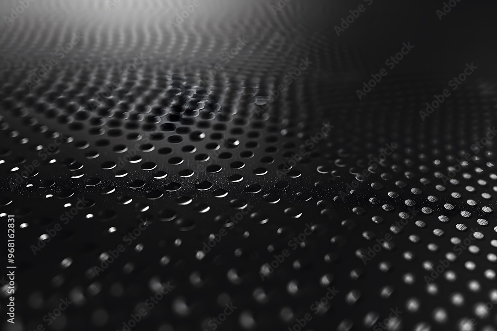 Abstract Black Surface with Perforated Pattern and Light Reflection Abstract Black Surface with Perforated Pattern and Light Reflection