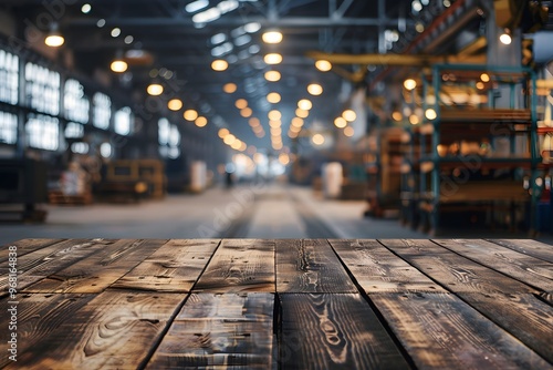 Wallpaper Mural Rustic Wooden Table in an Industrial Warehouse Setting Torontodigital.ca