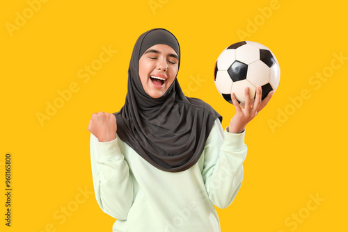 Young Muslim woman with soc...