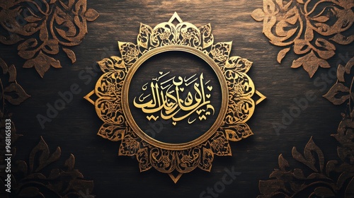 Arabic Calligraphy on Wooden Background