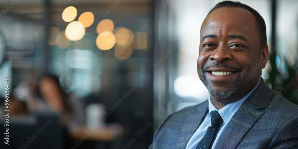 Portrait of a confident businessman in an office meeting, showcasing leadership and vision for success, with a smile reflecting professionalism and growth Portrait of a confident businessman in an office meeting, showcasing leadership and vision for success, with a smile reflecting professionalism and growth
