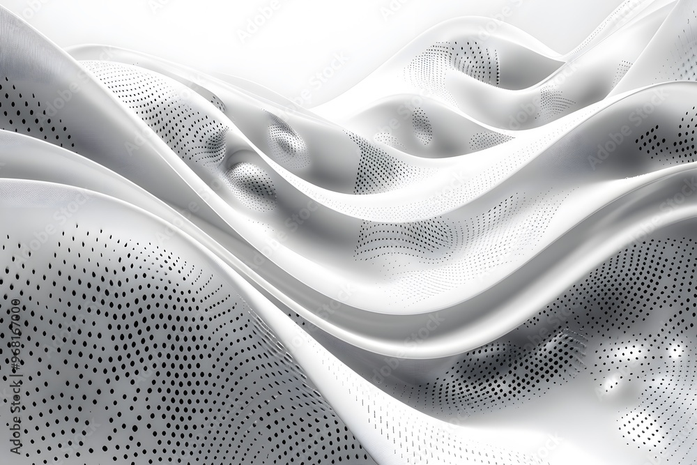 Naklejka premium Abstract Waves of Light and Shadow in a White Landscape