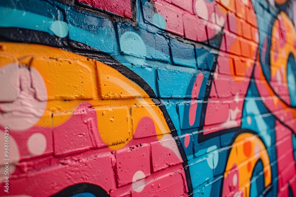 Vibrant Urban Graffiti Art on a Brick Wall Vibrant Urban Graffiti Art on a Brick Wall