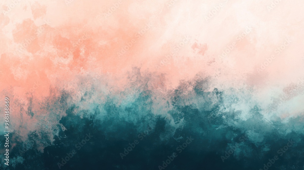 Fototapeta premium A blurry background, a digital painting, abstract illusionism, rose pink, dark gray, off-white, and bright orange, gradient and patterns wallpaper, grainy poster art, ocean blue and chartreuse